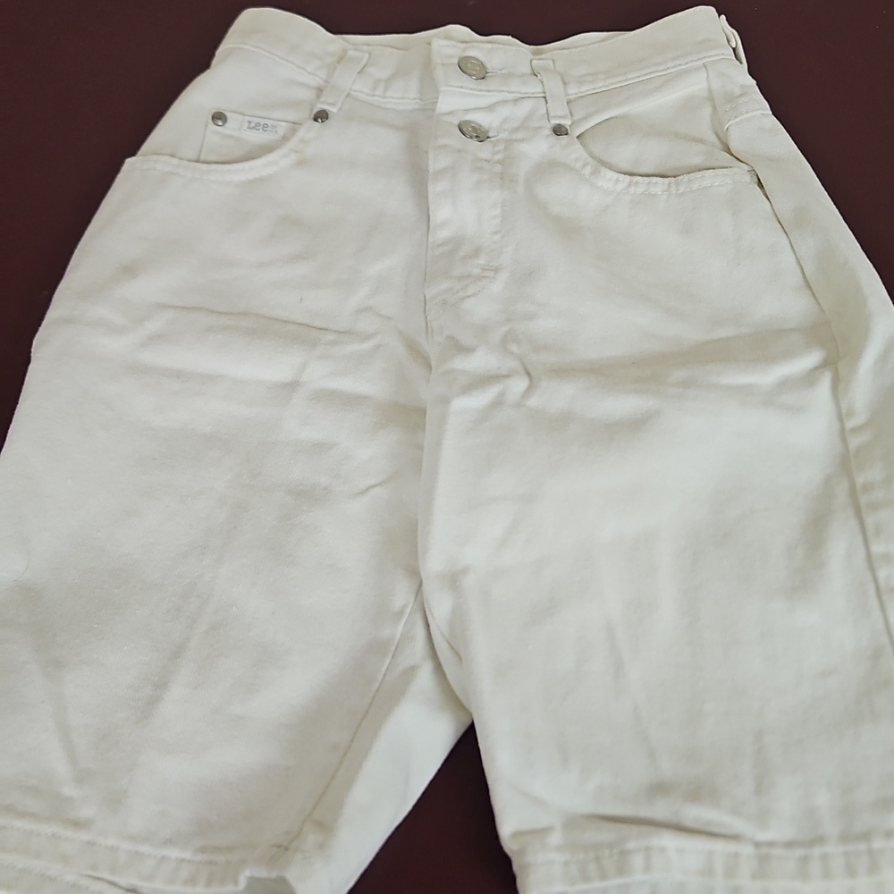 Vintage Lee High Rise Denim Shorts White 24x9 Size 5 VGUC